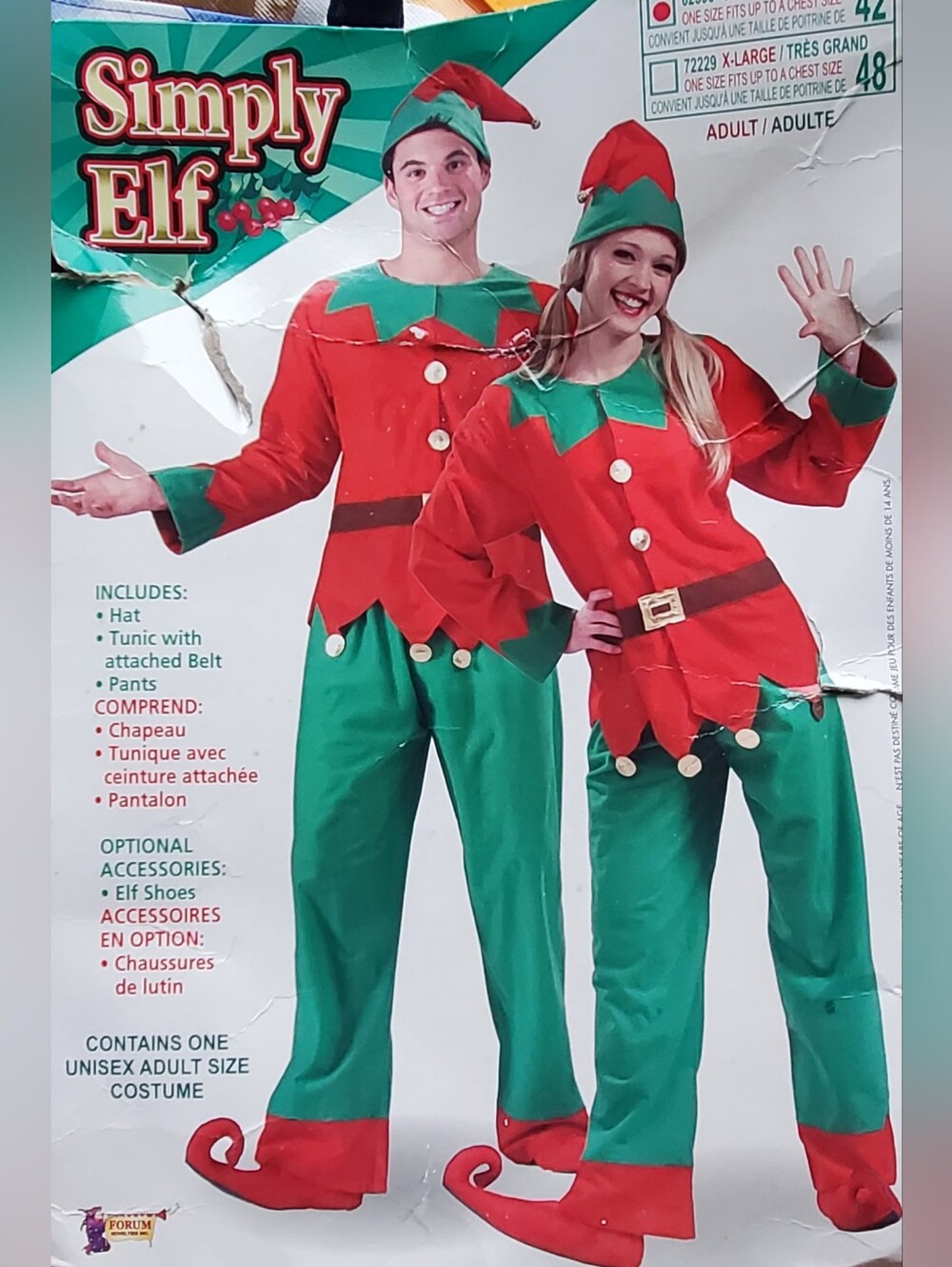 ADULT Costume - Red and Green Elf Outfit